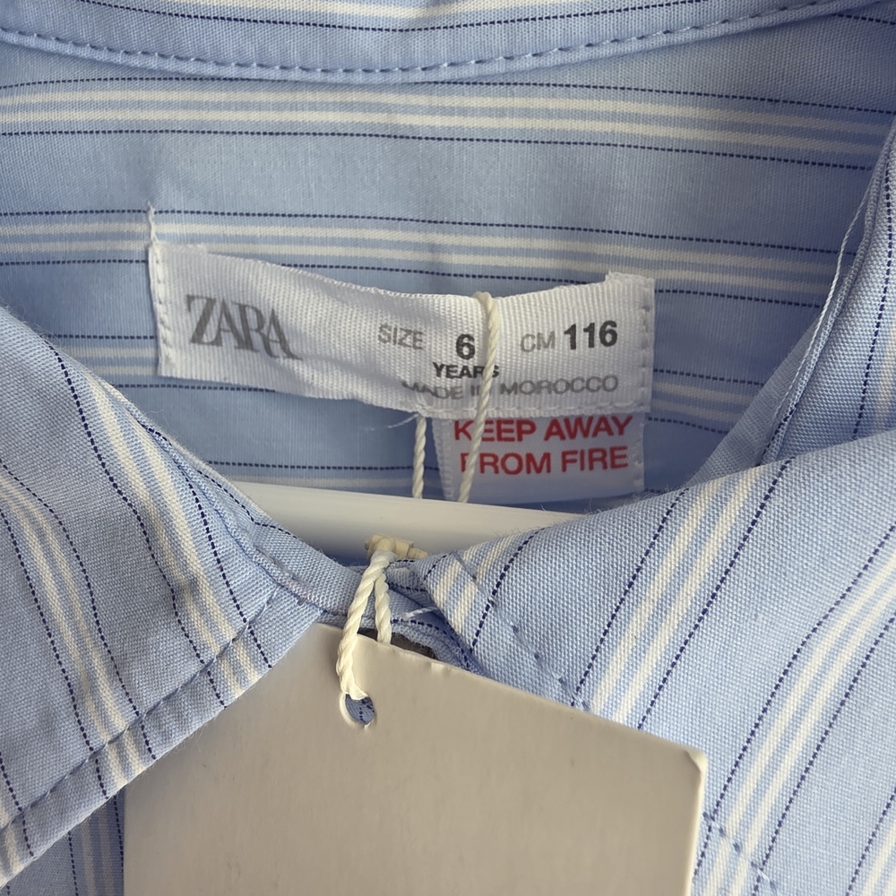 Zara Light Blue Striped Kids Button Down Shirts NWT. - Picture 8 of 9